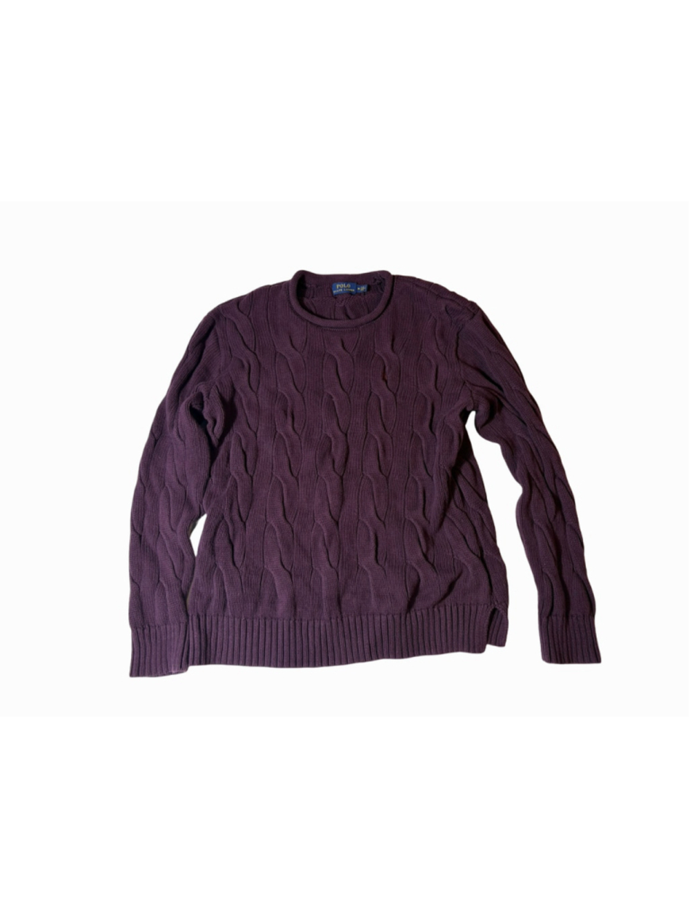 Polo Ralph Lauren Purple Cable Knit Rolled Neck Sweater Size M Preppy